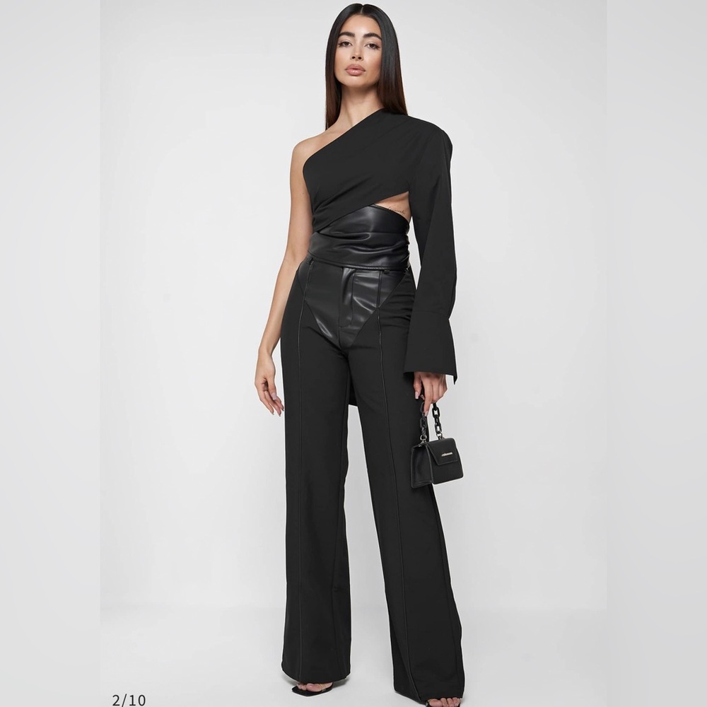 Maniere de voir vegan leather trousers and top set